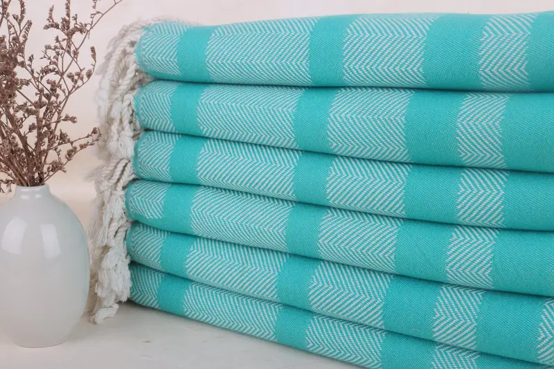 Personalized Turkish Towel Chevron Design in Benetton Green, 38x67 Inches