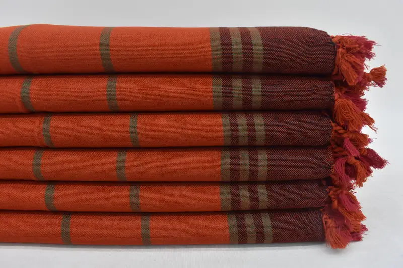Personalized Turkish Cotton Beach Towel, 67x40 Inches, Orange & White