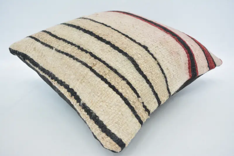 Neutral Throw Pillow, Car Pillow, Cushion, Antique Pillows, 16x16 Beige Cushion Case, Home Decor Pillow, Turkish Kilim Pillow - 6