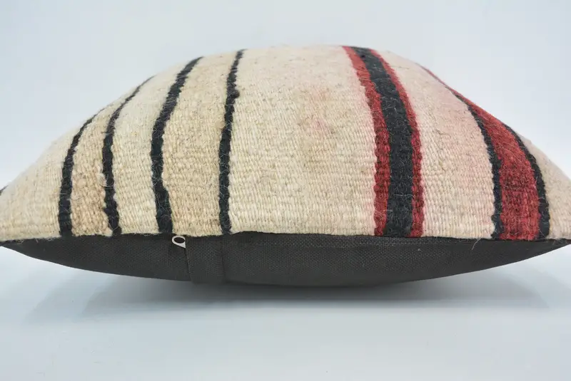 Neutral Throw Pillow, Car Pillow, Cushion, Antique Pillows, 16x16 Beige Cushion Case, Home Decor Pillow, Turkish Kilim Pillow - 5