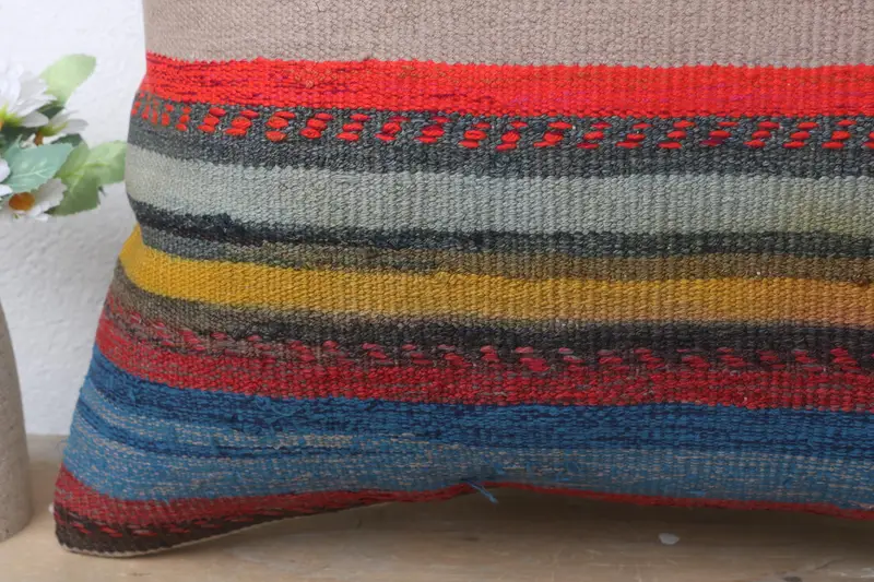 Home Decor Pillow, Pillow Cover, Turkish Bench Pillow Case, Kilim Pillow, 20x20 Blue Cushion Case, Accent Pillow Cover, Pillow for Couch - 3