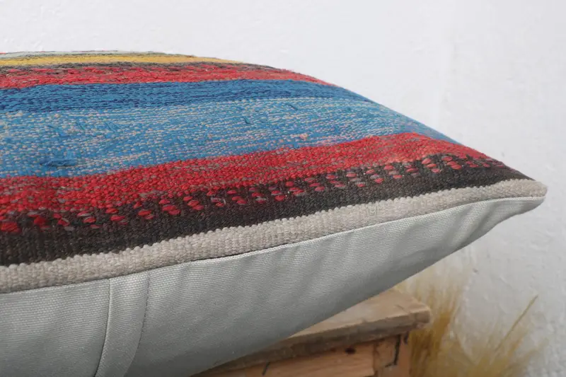 Home Decor Pillow, Pillow Cover, Turkish Bench Pillow Case, Kilim Pillow, 20x20 Blue Cushion Case, Accent Pillow Cover, Pillow for Couch - 6