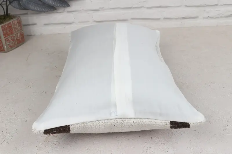 Throw Kilim Pillow, 12x20 White Pillow Sham, Decorative Bolster Pillow Case, Handmade Kilim Cushion, Vintage Kilim Pillow, Cushion Case - 5