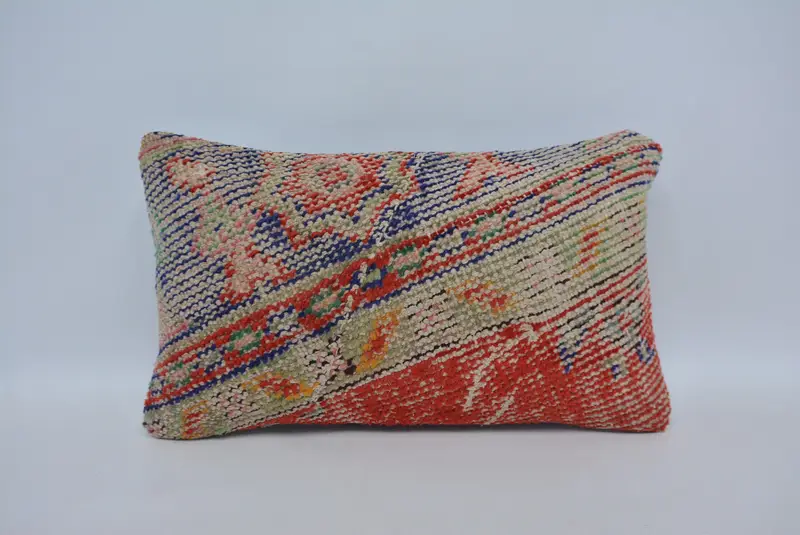 12x20 Blue Pillow Sham, Cushion, Gift Pillow, Turkish Kilim Pillow, Interior Designer Pillow, Crochet Pattern Cushion, Neutral Throw Pillow Sham - 1