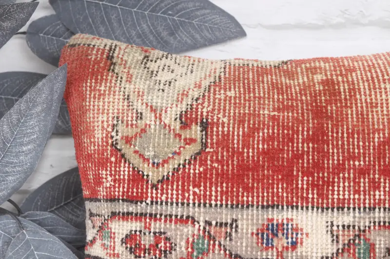 Kilim Cushion Sham, Tapestry Pillow Cover, Cushion, Vintage Kilim Pillow, Farmhouse Cushion, Boho Pillow Sham Cover, 14x14 Red Pillow - 2