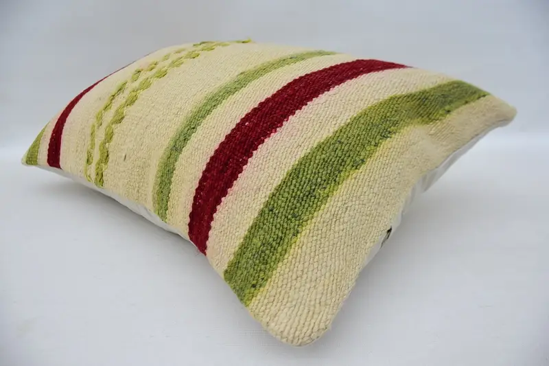 Kilim Pillow, Pattern Throw Pillow Case, Vintage Kilim Throw Pillow, Boho Pillow, Outdoor Patio Cushion, Pillow, 16x24 Beige Cushion - 6