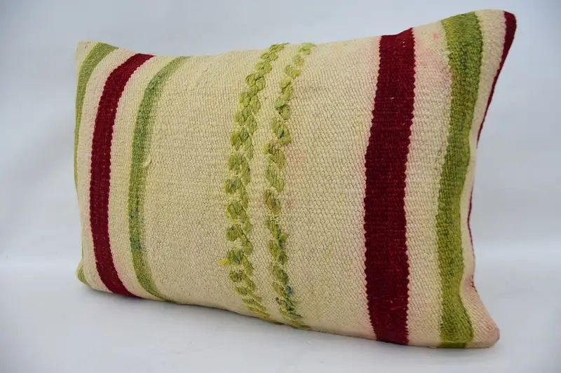 Kilim Pillow, Pattern Throw Pillow Case, Vintage Kilim Throw Pillow, Boho Pillow, Outdoor Patio Cushion, Pillow, 16x24 Beige Cushion - 3
