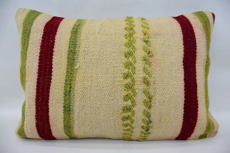 Kilim Pillow, Pattern Throw Pillow Case, Vintage Kilim Throw Pillow, Boho Pillow, Outdoor Patio Cushion, Pillow, 16x24 Beige Cushion - 1