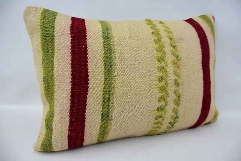 Kilim Pillow, Pattern Throw Pillow Case, Vintage Kilim Throw Pillow, Boho Pillow, Outdoor Patio Cushion, Pillow, 16x24 Beige Cushion - 2