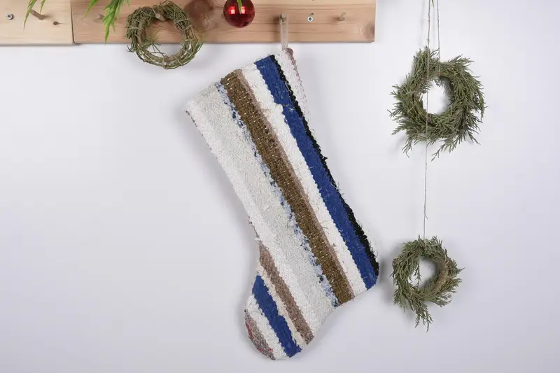 Patrón de adornos navideños, calcetín Kilim de 19 pulgadas de ancho