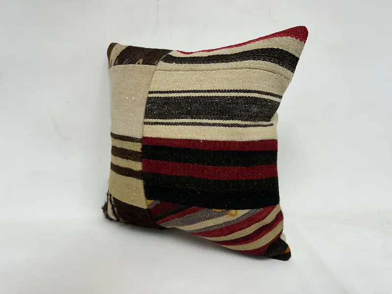 Kilim Pillow, Vintage Kilim Pillow, Throw Kilim Pillow, Boho Throw Pillow Sham, Pillow Sham, Shabby Chic Pillow Sham, 20x20 Brown Cushion - 4