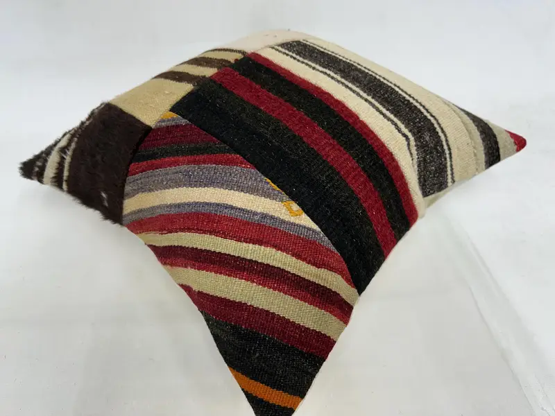 Kilim Pillow, Vintage Kilim Pillow, Throw Kilim Pillow, Boho Throw Pillow Sham, Pillow Sham, Shabby Chic Pillow Sham, 20x20 Brown Cushion - 6