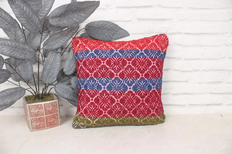 14x14 Red Cushion Case, Kilim Cushion Sham, Vintage Kilim Pillow, Yoga Pillow Case, Kilim Pillow Cover, Armchair Cushion Cover, Pillow Sham - 1