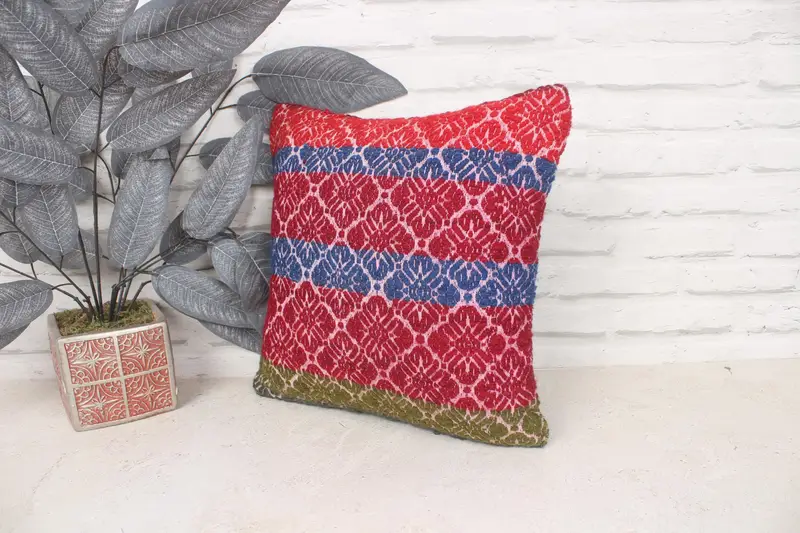 14x14 Red Cushion Case, Kilim Cushion Sham, Vintage Kilim Pillow, Yoga Pillow Case, Kilim Pillow Cover, Armchair Cushion Cover, Pillow Sham - 4