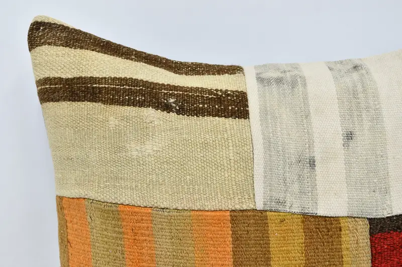 Turkish Kilim Pillow, Vintage Pillow Sham, Pillow for Sofa, Vintage Throw Pillow Case, 24x24 Orange Pillow Sham, Cushion, Home Decor Pillow - 2