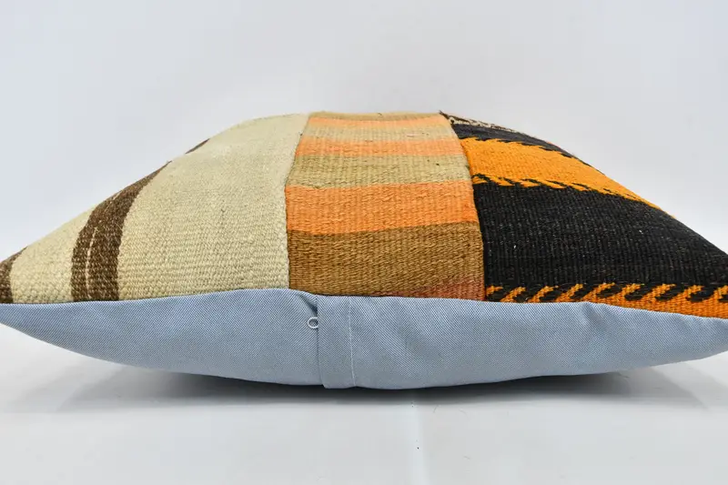 Turkish Kilim Pillow, Vintage Pillow Sham, Pillow for Sofa, Vintage Throw Pillow Case, 24x24 Orange Pillow Sham, Cushion, Home Decor Pillow - 6