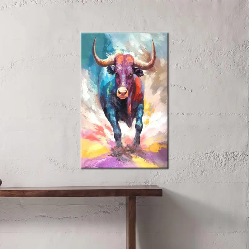 Eleganter abstrakter Stier-Leinwanddruck für die Farmhouse Man Cave