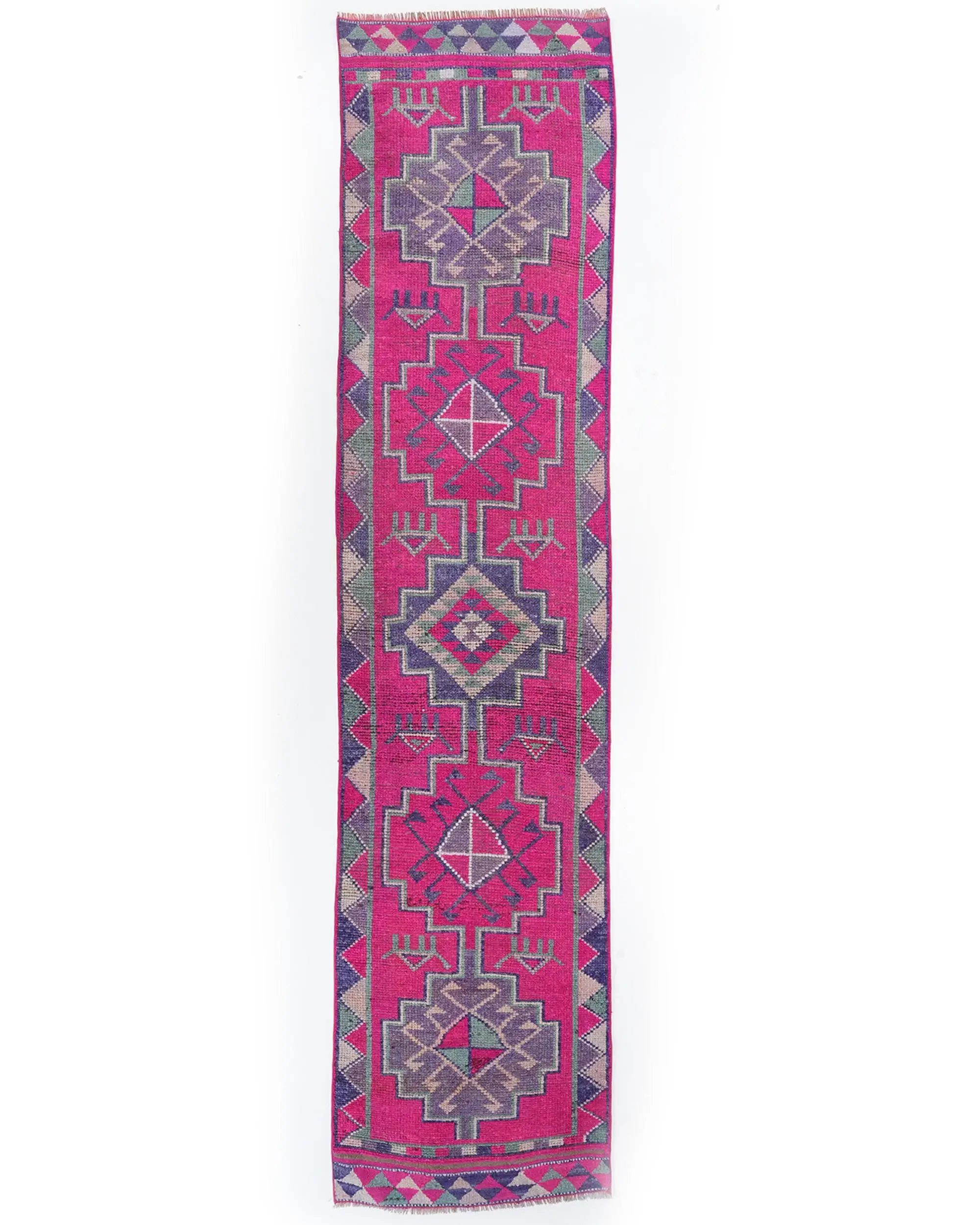 Vintage 2.8x12.1 ft Runner Rug, Turkish Rug, Herki Pink Rug - 1