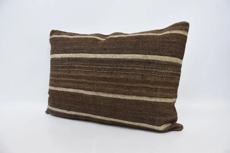 Throw Kilim Pillow, Home Decor Pillow, Antique Pillows, Cushion Cover, Designer Throw Cushion Cover, 20x28 Brown Pillow Sham - 4