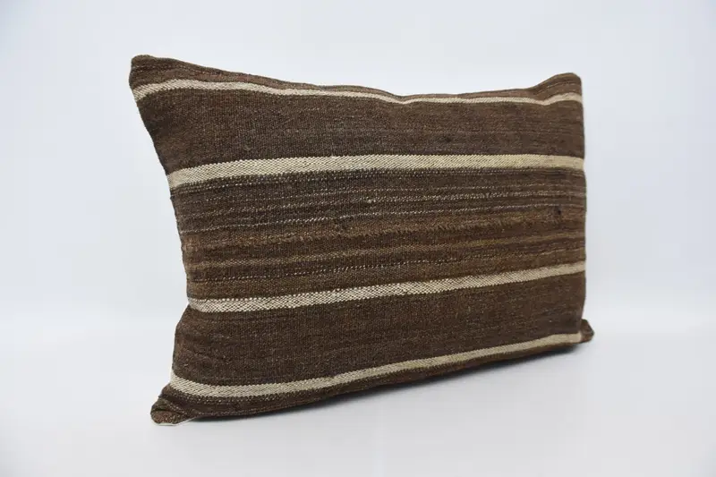 Throw Kilim Pillow, Home Decor Pillow, Antique Pillows, Cushion Cover, Designer Throw Cushion Cover, 20x28 Brown Pillow Sham - 3