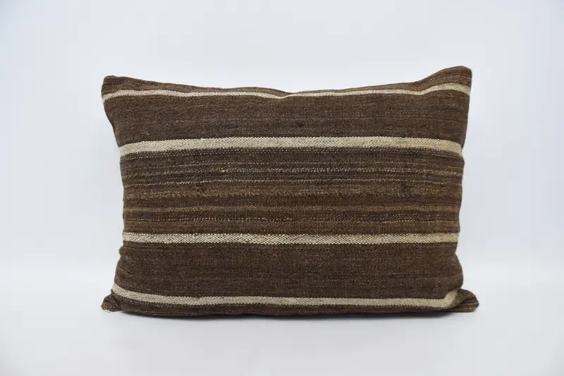 Throw Kilim Pillow, Home Decor Pillow, Antique Pillows, Cushion Cover, Designer Throw Cushion Cover, 20x28 Brown Pillow Sham - 1
