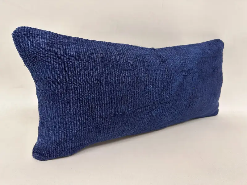 Cushion Cover, Indoor Pillow Sham, Kilim Rug Pillow, Pillow for Couch, 12x24 Blue Cushion Case, Handmade Kilim Cushion, Interior Designer Pillow - 4