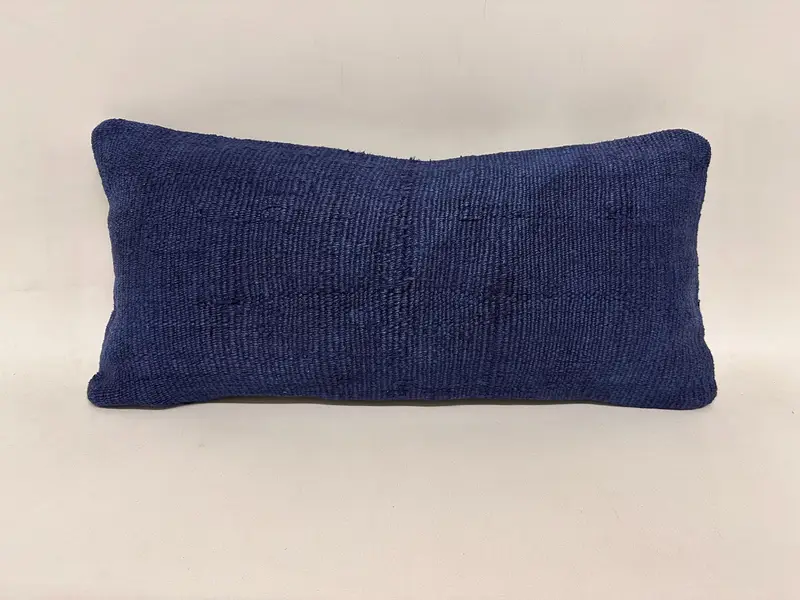 Cushion Cover, Indoor Pillow Sham, Kilim Rug Pillow, Pillow for Couch, 12x24 Blue Cushion Case, Handmade Kilim Cushion, Interior Designer Pillow - 1