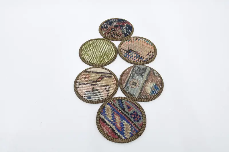 Posavasos redondo bohemio, posavasos azul y verde