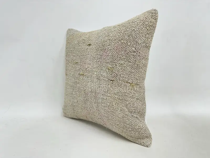 Anatolian Cushion Cover, 16x16 Beige Pillow Case, Kilim Pillow, Cotton Pillow Cover, Pillow Sham, Interior Designer Pillow, Kilim Cushion Sham - 4