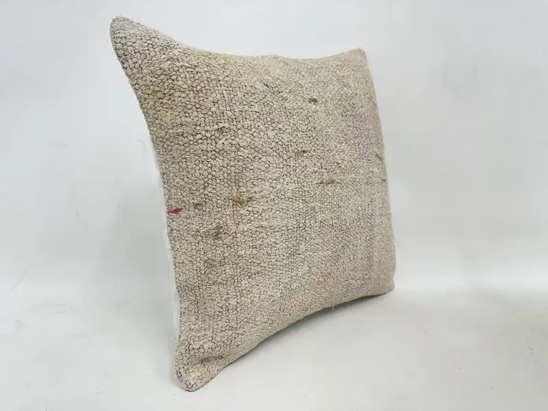 Anatolian Cushion Cover, 16x16 Beige Pillow Case, Kilim Pillow, Cotton Pillow Cover, Pillow Sham, Interior Designer Pillow, Kilim Cushion Sham - 3