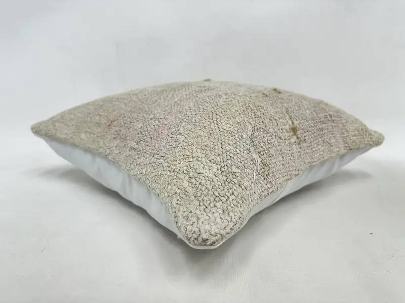 Anatolian Cushion Cover, 16x16 Beige Pillow Case, Kilim Pillow, Cotton Pillow Cover, Pillow Sham, Interior Designer Pillow, Kilim Cushion Sham - 6