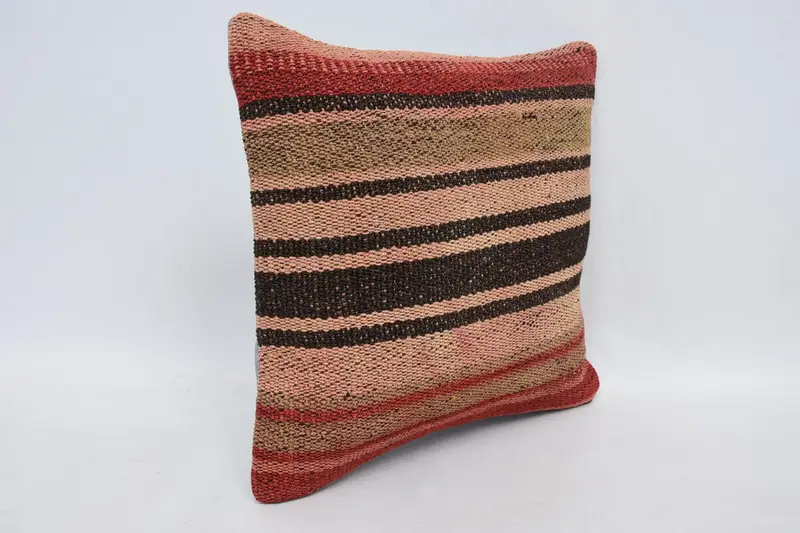 14x14 Red Cushion Case, Gift Pillow, Chair Pillow Case, Pillow for Sofa, Living Room Throw Cushion Case, Ethnical Kilim Rug Pillow, Pillow - 3