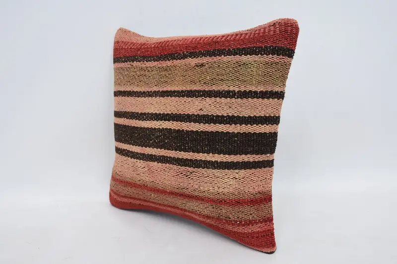 14x14 Red Cushion Case, Gift Pillow, Chair Pillow Case, Pillow for Sofa, Living Room Throw Cushion Case, Ethnical Kilim Rug Pillow, Pillow - 4