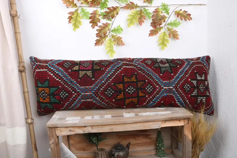 16x48 Red Pillow Cover, Gift Pillow, Boho Chic Pillow Case, Square Throw Cushion Cover, Pillow Cover, Turkish Pillow, Kilim Pillow - 1