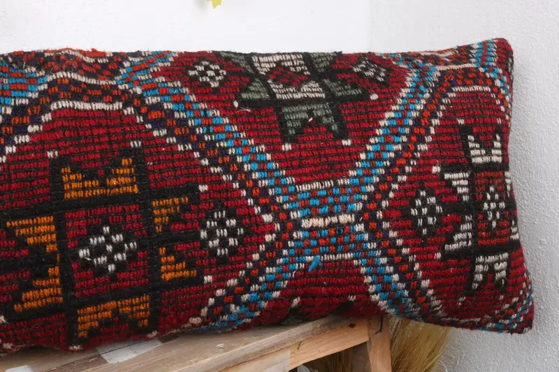 16x48 Red Pillow Cover, Gift Pillow, Boho Chic Pillow Case, Square Throw Cushion Cover, Pillow Cover, Turkish Pillow, Kilim Pillow - 4