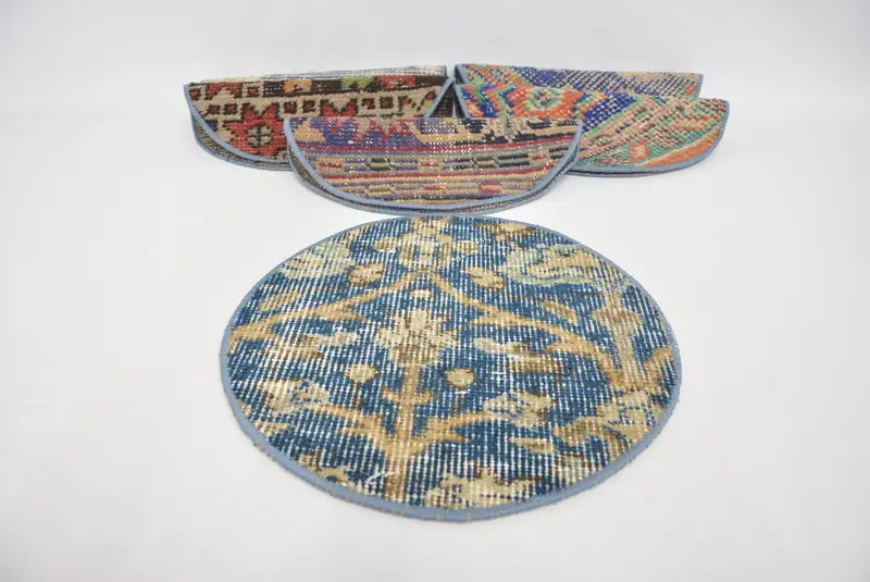 Mantel individual bohemio azul y beige, accesorio de comedor gótico de 35 pulgadas