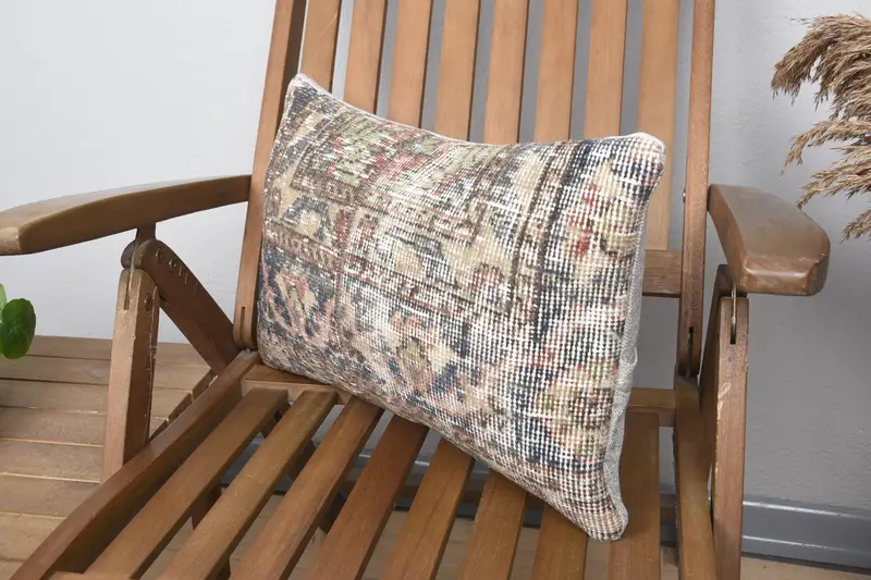 Tapestry Pillow, Handmade Pillow Sham, Interior Designer Pillow, Pillow for Couch, 12x20 Blue Pillow, Vintage Kilim Throw Pillow, Pillow - 3