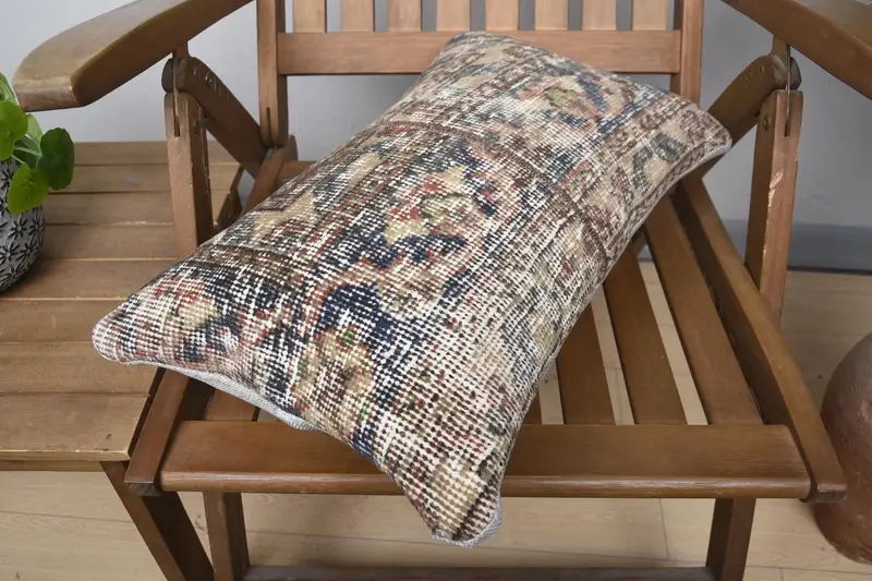 Tapestry Pillow, Handmade Pillow Sham, Interior Designer Pillow, Pillow for Couch, 12x20 Blue Pillow, Vintage Kilim Throw Pillow, Pillow - 4