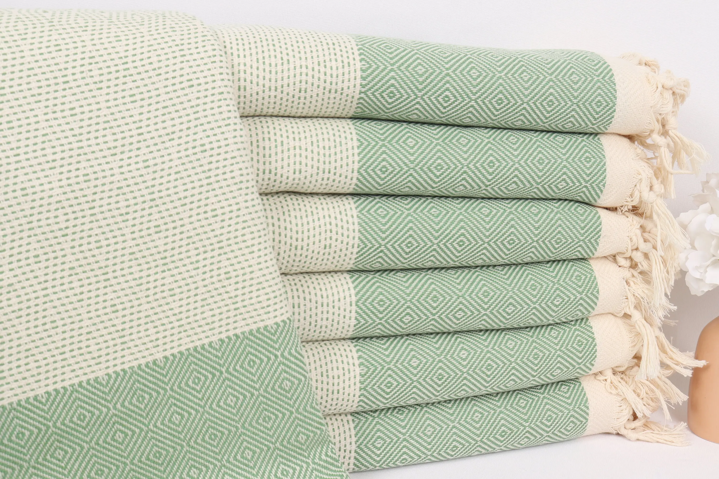 Throw Blanket Green Plaid Cotton, 79x103 Inches, Toddler Bed Size - 1