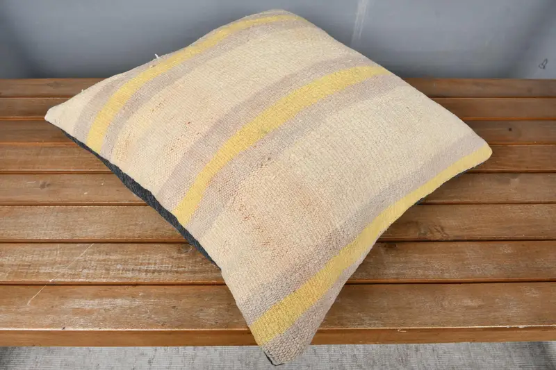 Turkish Pillow, Living Room Throw Cushion, Turkish Kilim Pillow, Cushion Case, Colorful Pillow Cover, 18x18 Beige Cushion Cover, Kilim Pillow Cover - 2