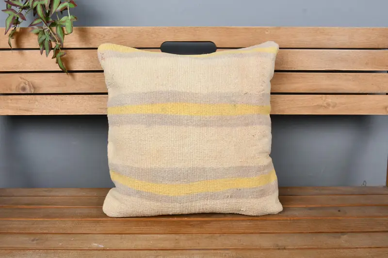 Turkish Pillow, Living Room Throw Cushion, Turkish Kilim Pillow, Cushion Case, Colorful Pillow Cover, 18x18 Beige Cushion Cover, Kilim Pillow Cover - 7