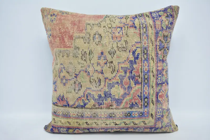 Blaues und rotes Ombré-Wurfkissen, 32 x 32 Vintage-Kissen