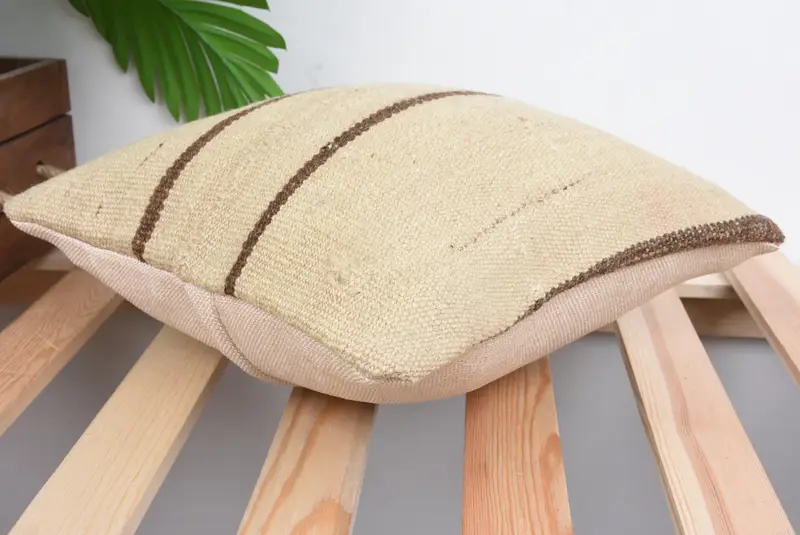 Interior Designer Pillow, Vintage Kilim Pillow, Indoor Pillow, Cushion Cover, Authentic Pillow Cover, Vintage Pillow, 12x12 Beige Pillow Sham - 6