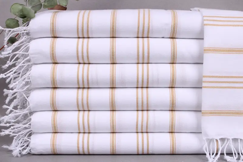 Hanging Kitchen Hand Towel Beige Striped, 24x36 Inches