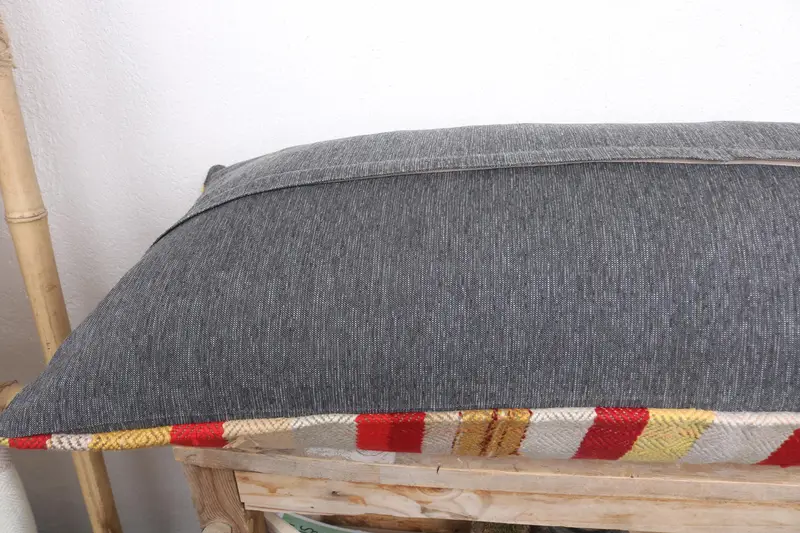Turkish Pillow, 16x36 White Cushion Case, Gift Pillow, Sofa Bolster Pillow Cover, Vintage Kilim Throw Pillow, Pillow Sham - 7