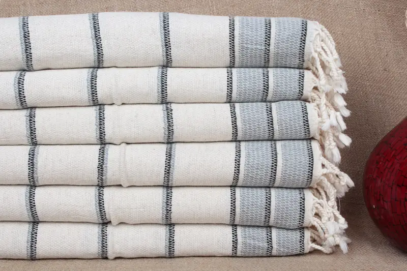 Turkish Towel Dark Gray Napkin Striped Peshkir, 20x40 Inches
