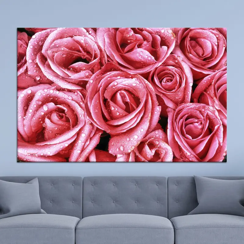 Rose Flower Wall Art, Pink Canvas, Rose Wall Art, Floral Canvas, Living Room Decor, Home Decor, Gift for Mother, Pink Rose Wall Decor, - 1