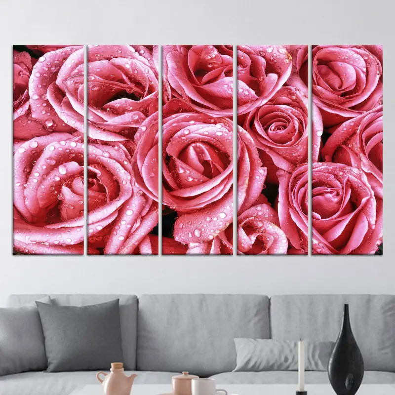 Rose Flower Wall Art, Pink Canvas, Rose Wall Art, Floral Canvas, Living Room Decor, Home Decor, Gift for Mother, Pink Rose Wall Decor, - 4