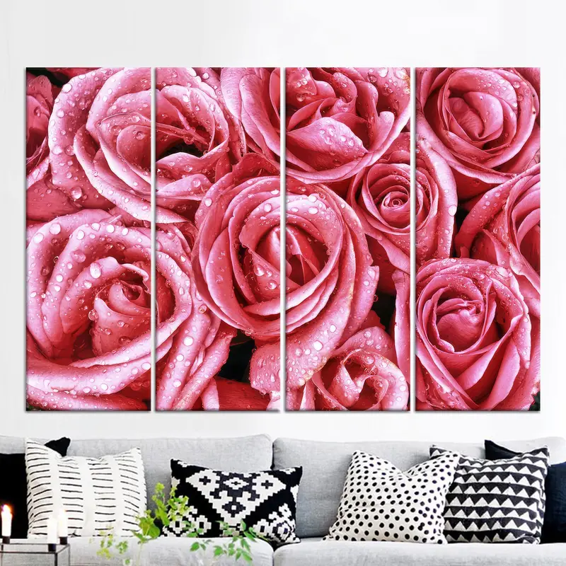 Rose Flower Wall Art, Pink Canvas, Rose Wall Art, Floral Canvas, Living Room Decor, Home Decor, Gift for Mother, Pink Rose Wall Decor, - 3