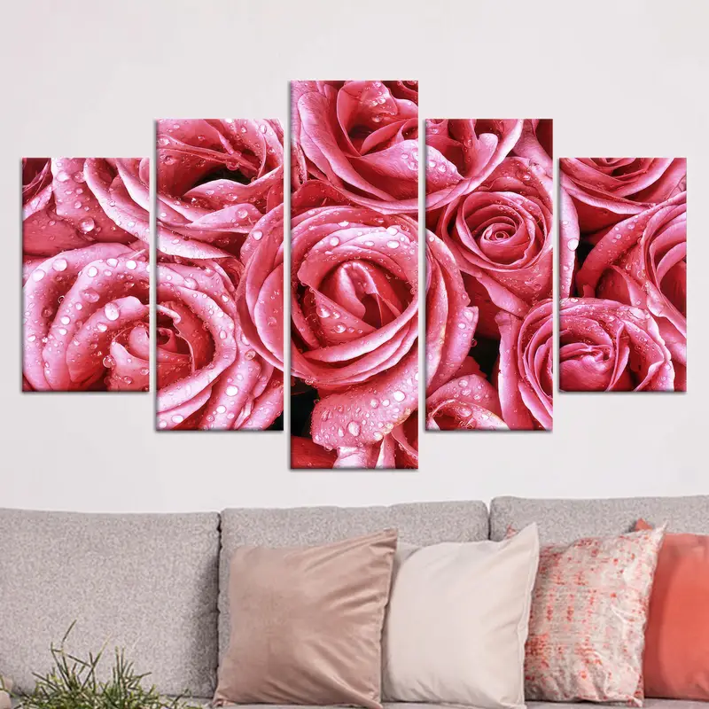 Rose Flower Wall Art, Pink Canvas, Rose Wall Art, Floral Canvas, Living Room Decor, Home Decor, Gift for Mother, Pink Rose Wall Decor, - 5